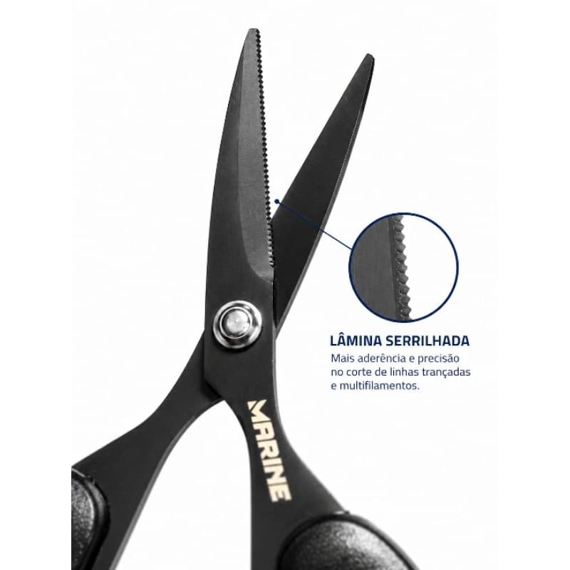 Tesoura Marine Sports Corta Linha Multifilamento Trançada Lâmina Micro Serrilhada com Capa
