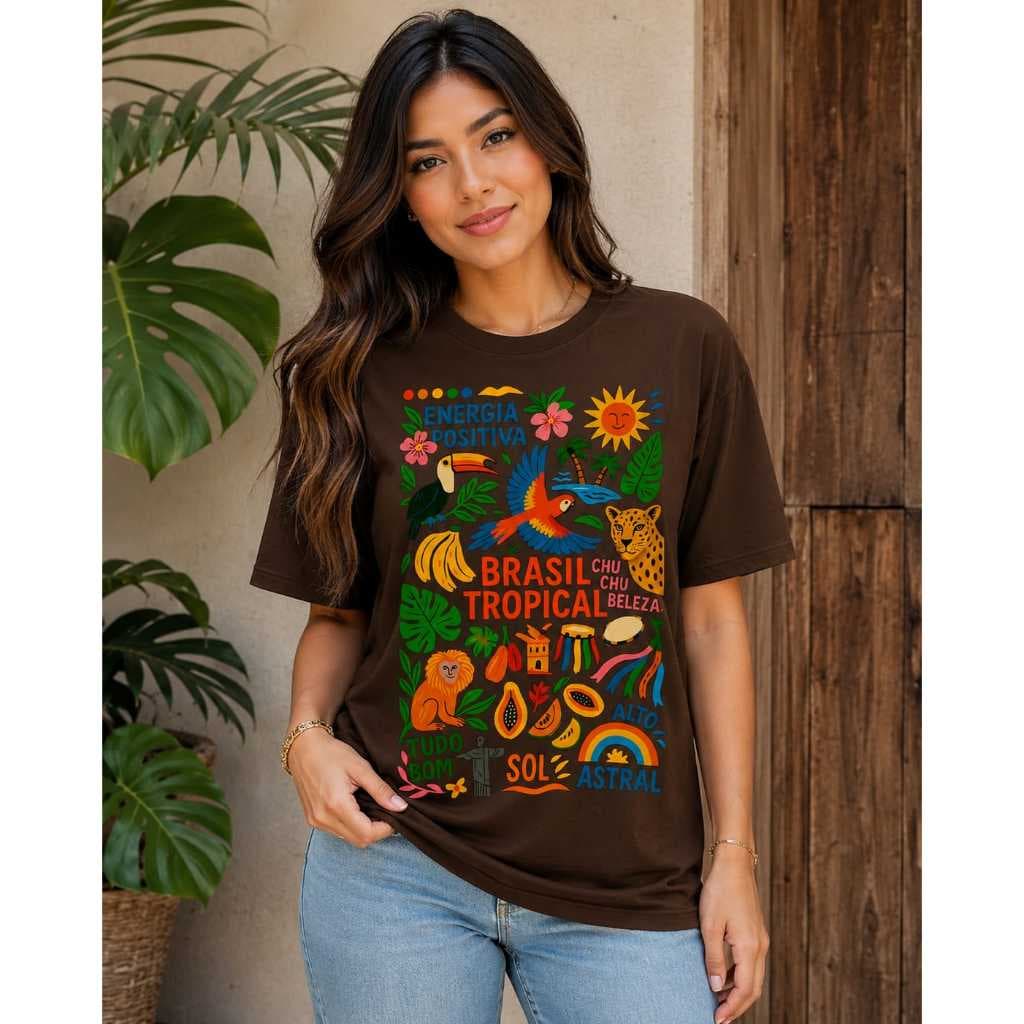 T-Shirt feminino estampa tropical oversized camiseta em algodão floral blusa de manga curta estilo solto