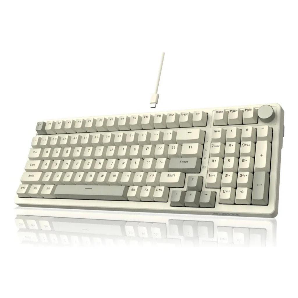 TECLADO MECÂNICO AJAZZ AK992 COR BROWN RETRO GREY, RGB USB-C, SWITCH RED.
