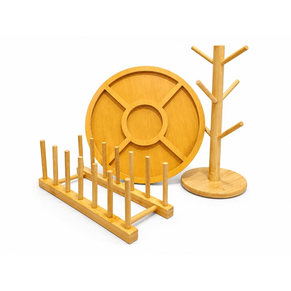 Organizadores de madeira MDF e bambu:  Porta Xícaras /Gamela Petisqueira/Escorredor de Pratos - Elegante e Durável