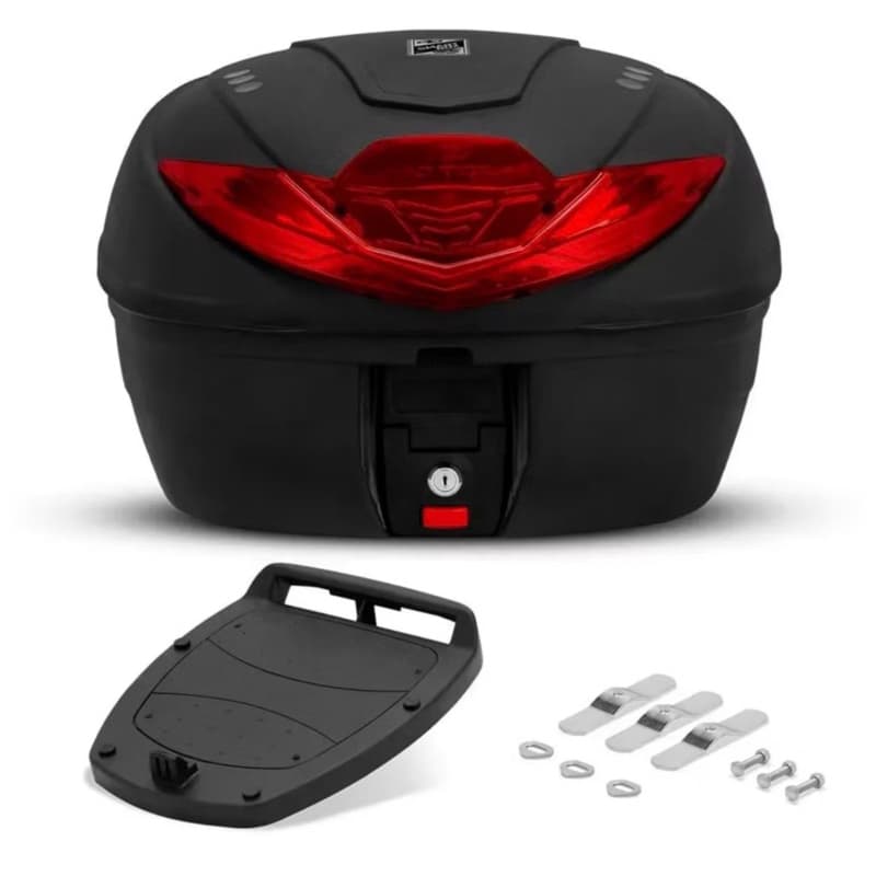 Baú Moto 35 Litros Smart Box Preto Pro Tork Porta Capacete Bagageiro Moto