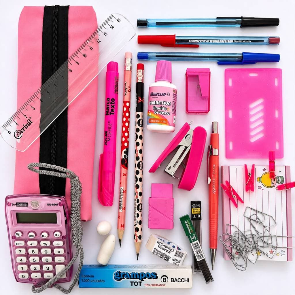 Kit Escolar Feminino 23 Itens Completo Escola Faculdade