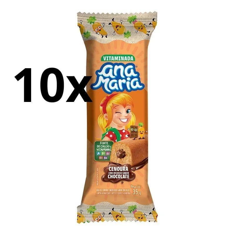 Kit 10 Bolinhos Ana Maria Cenoura com chocolate 35g cada