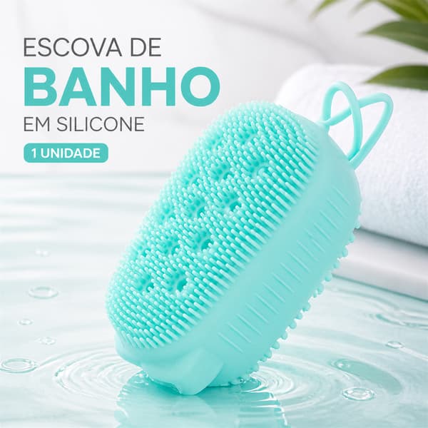 Escova de Banho em Silicone com Cerdas Macias, Alça para Pendurar e Limpeza Corporal Prática para Uso Diário no Banheiro