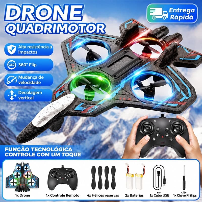 Drone Controle Remoto 2.4GHz Avião RC 4 Motores Aeromodelo Infantil Brinquedo Voo