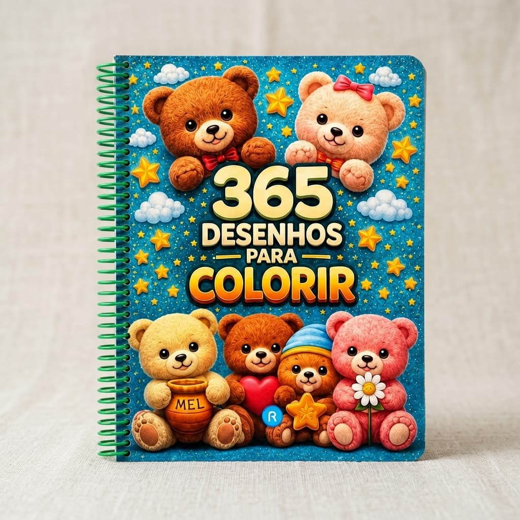 365 Desenhos para Colorir Verde Espiral Livro Infantil para Pintar Educativo Meninos e Meninas