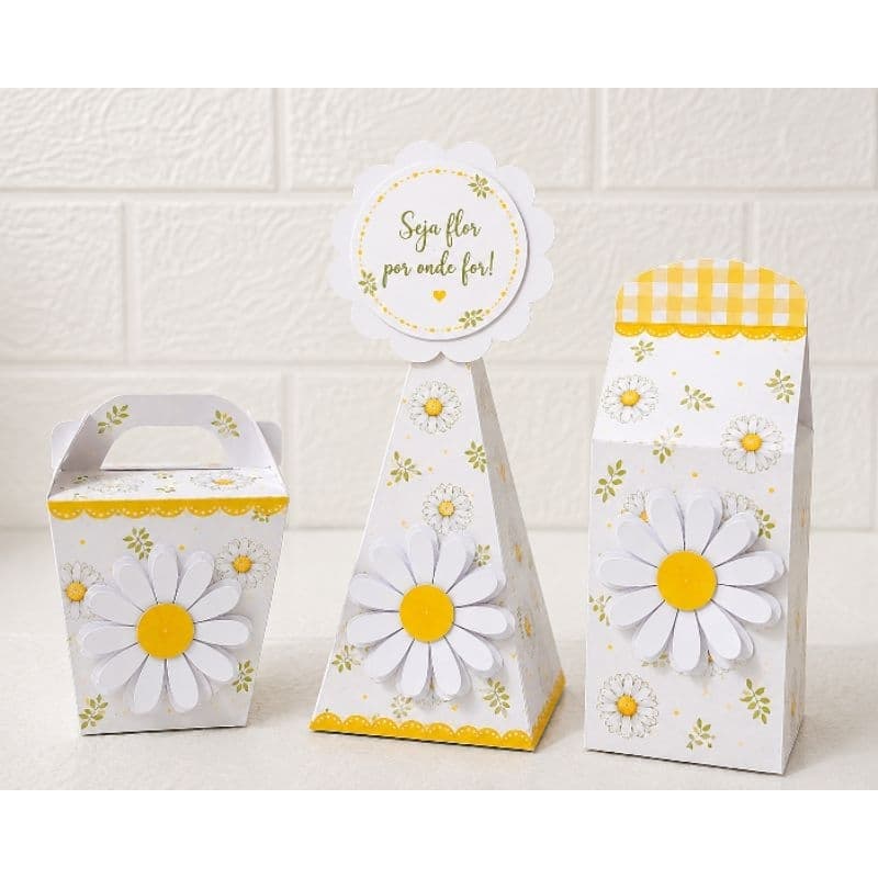 Kit Festa pegue e monte Margaridas – Caixinhas Personalizadas para Lembrancinhas