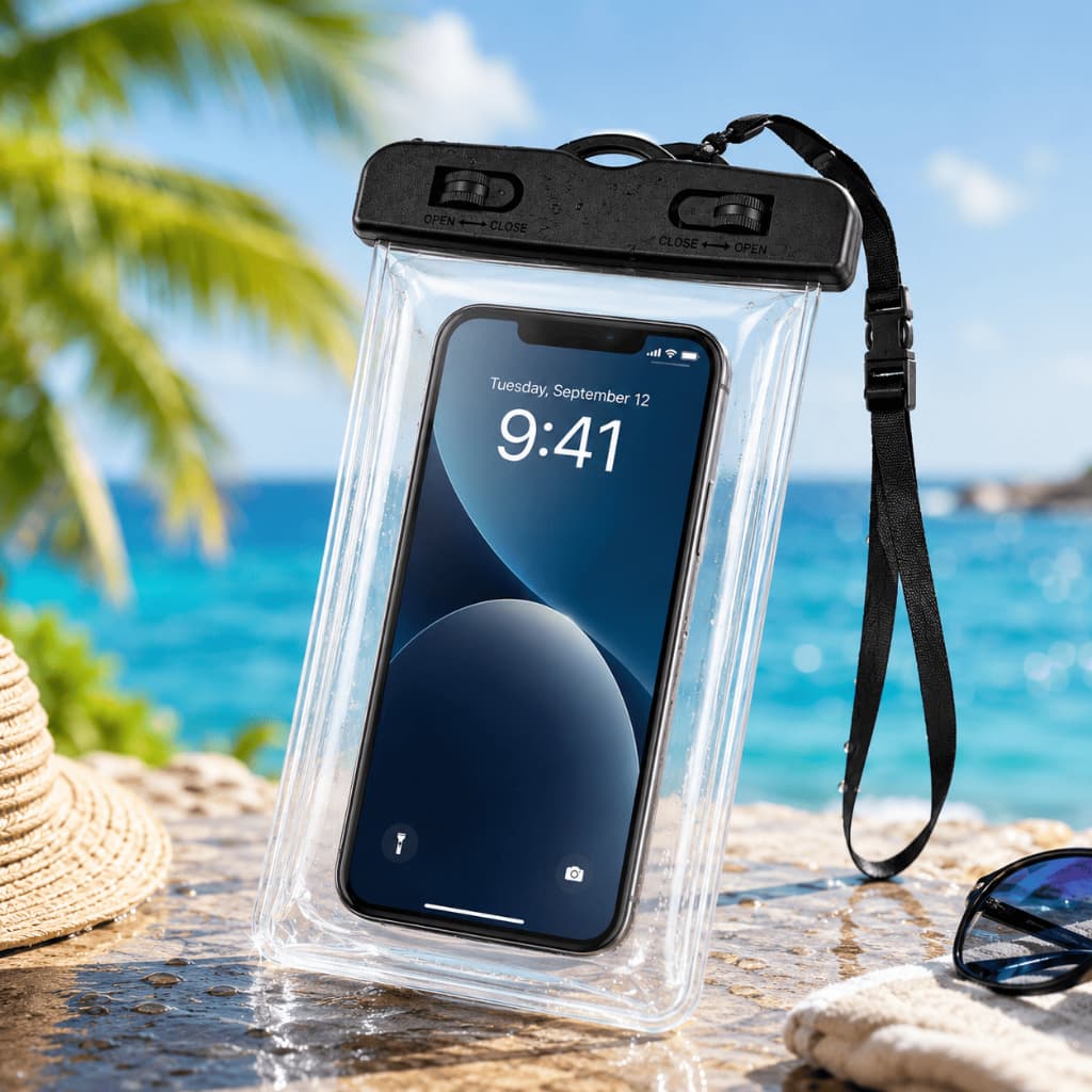Capa Impermeável Universal para Celular Transparente Praia Piscina com Alça