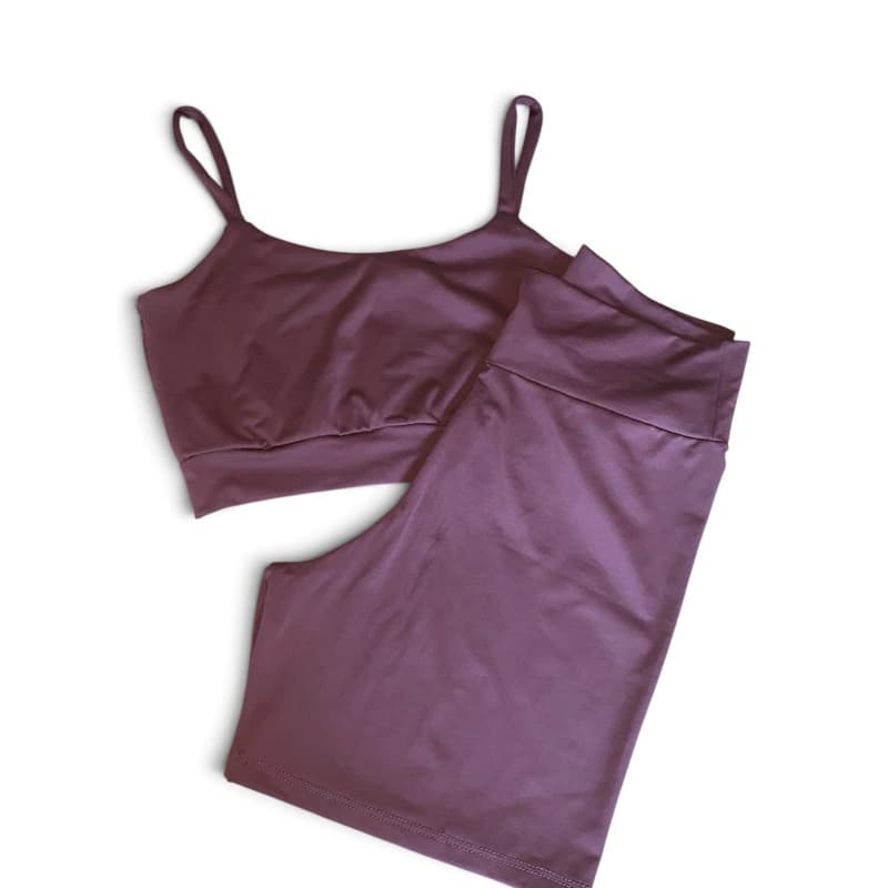 CONJUNTO Fitness Marrom Top + Short em Poliamid