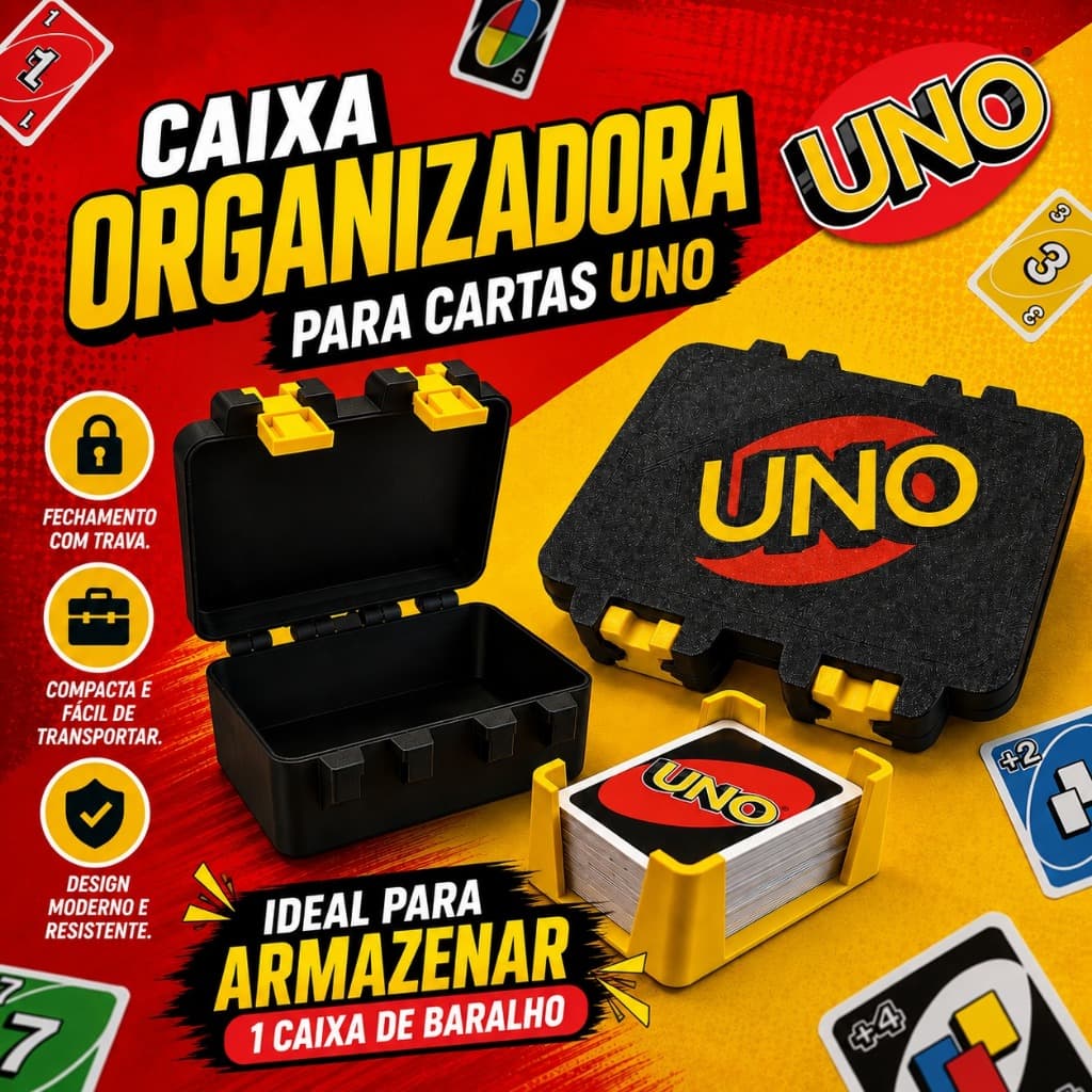Caixa Box para Uno Baralho Case Jogo Uno | Box Proteção Organizador