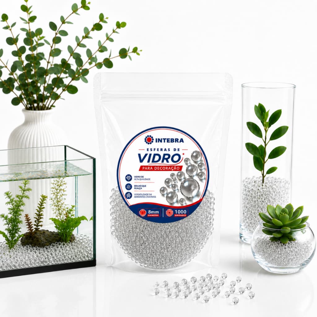 Esfera de Vidro 8mm para Decoração - 1.000 unidades