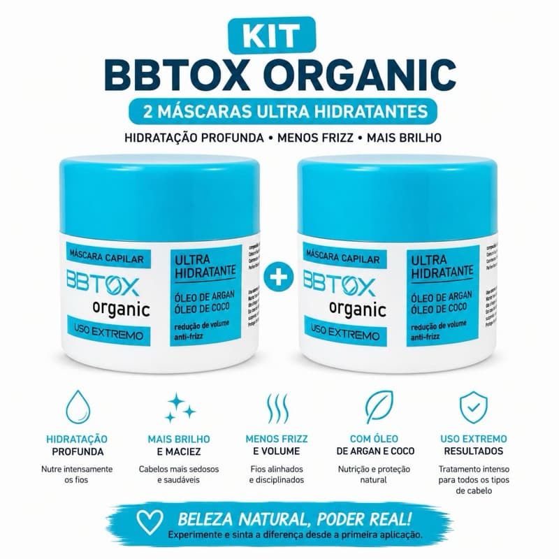 kit Com 2 BBTOX Organic 300g — Máscara Capilar Ultra Hidratante