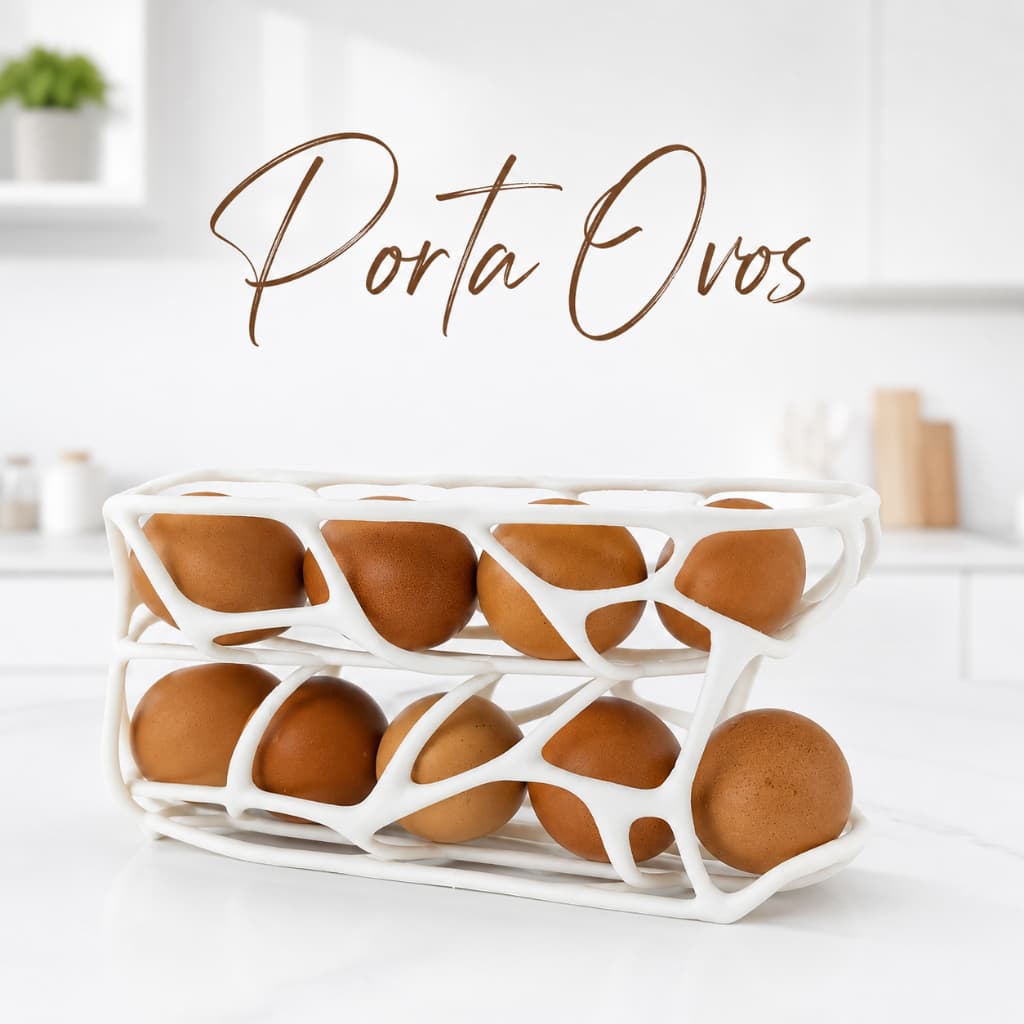 Porta Ovos Rolante Organizador Suporte Geladeira Branco Durável 2 Andares 12 a 15  Ovos