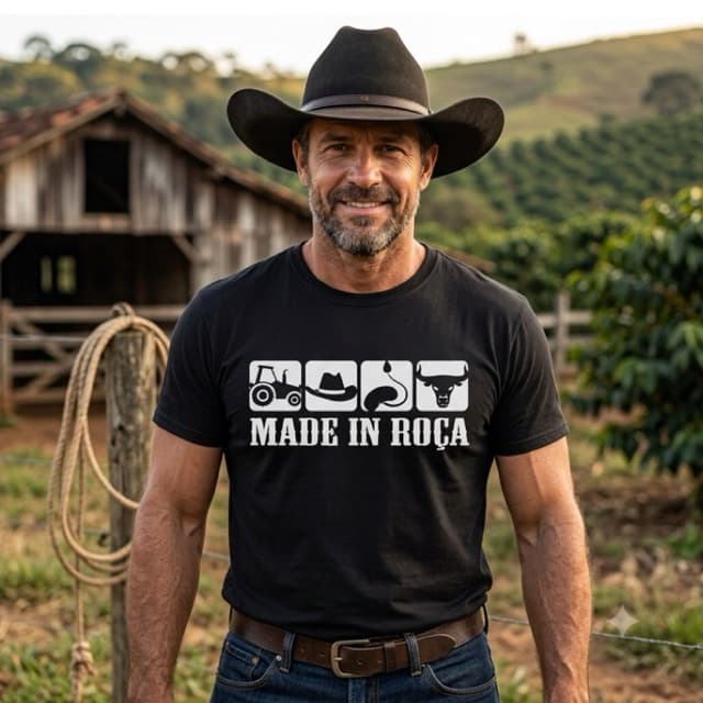 Camiseta Made In Roça casual rústica unissex
