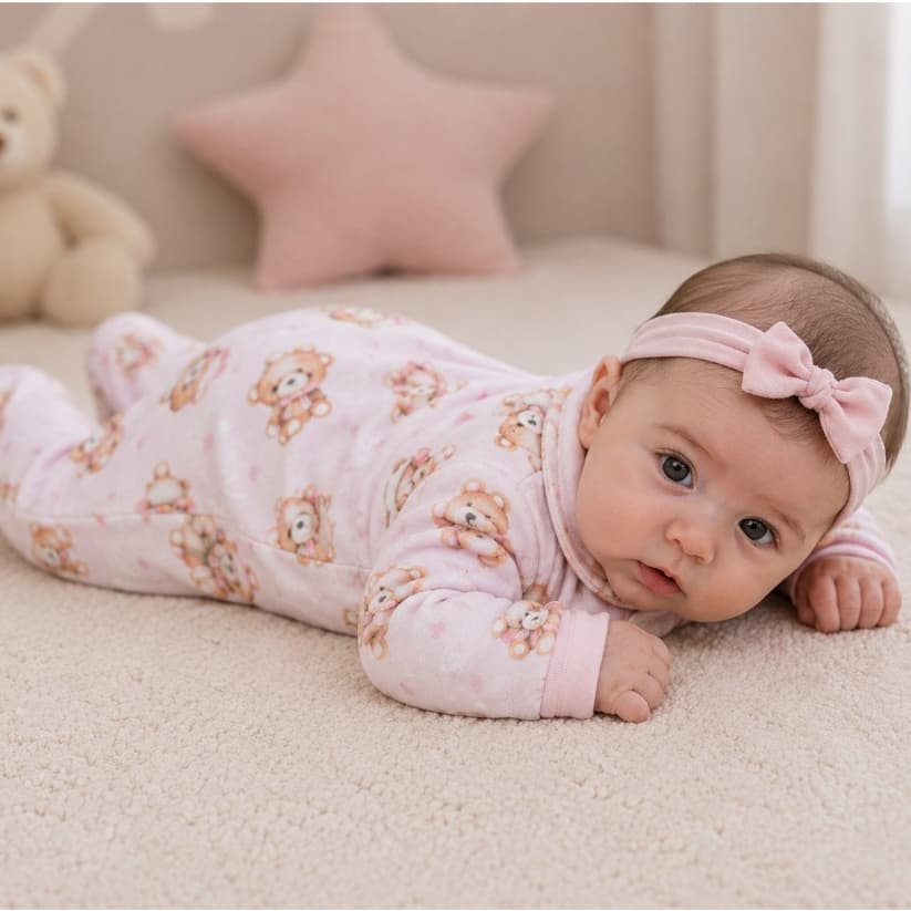 Macacão Bebê Soft Premium Ursinhos com Botões – RN P M