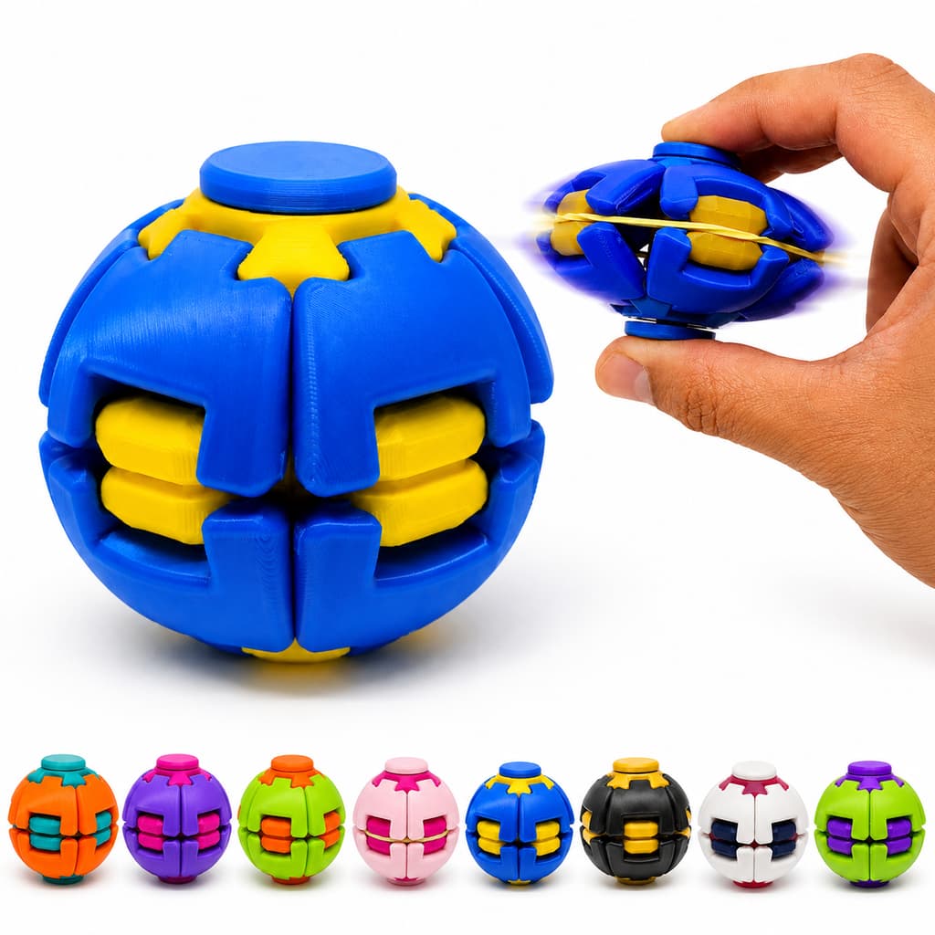 Spinner Ball Giratório Fidget Toy Antiestresse Brinquedo Sensorial Aperte e Gire Impresso em 3D