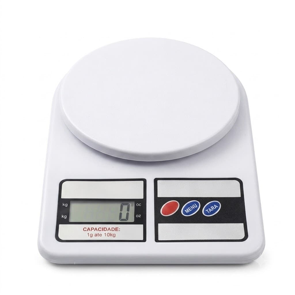 Balança de Cozinha Digital  Automática Capacidade de 10kg Branca | Marmita Fitness Confeitaria Alimentos Modo Tara