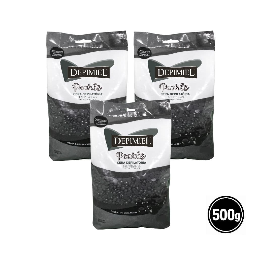 Kit 3 Cera Depilatória Lama Negra Espanhol Depimiel Com 500g