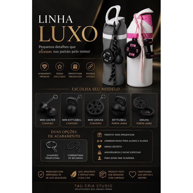 Chaveiro Fitness academia - Linha luxo