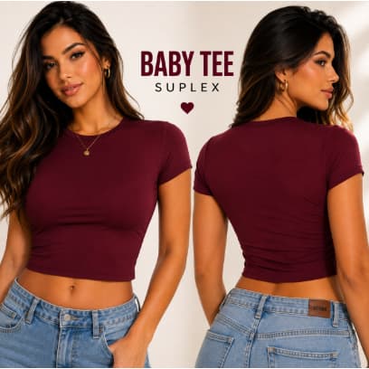 Kit 2 Baby Tee Feminina Blusa Slim Fit Baby Look Manga Curta Academia Blusa de Compressão