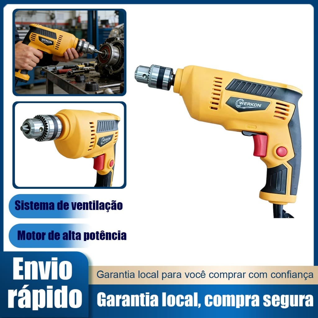 Furadeira de impacto 900W 110V/220V rotação 3200RPM furadeira elétrica profissional para madeira e metal