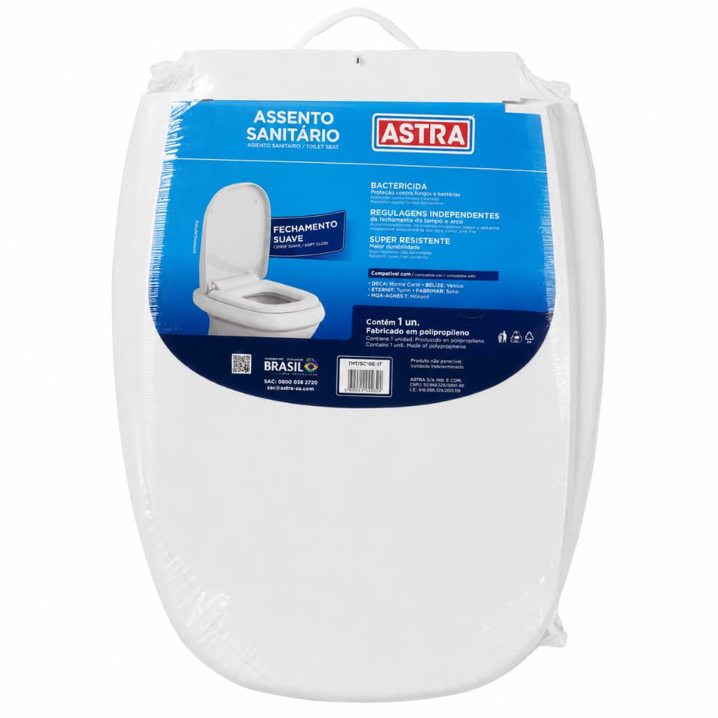Assento sanitário Astra Fechamento suave Deca Monte Carlo