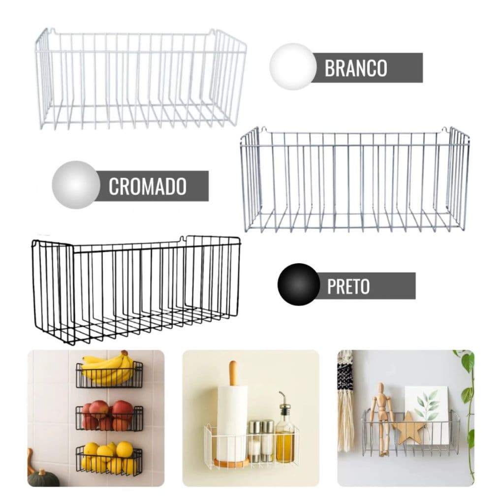Cesto Aramado Multiuso Organizador Linha Home N5 - 40x15,3cm