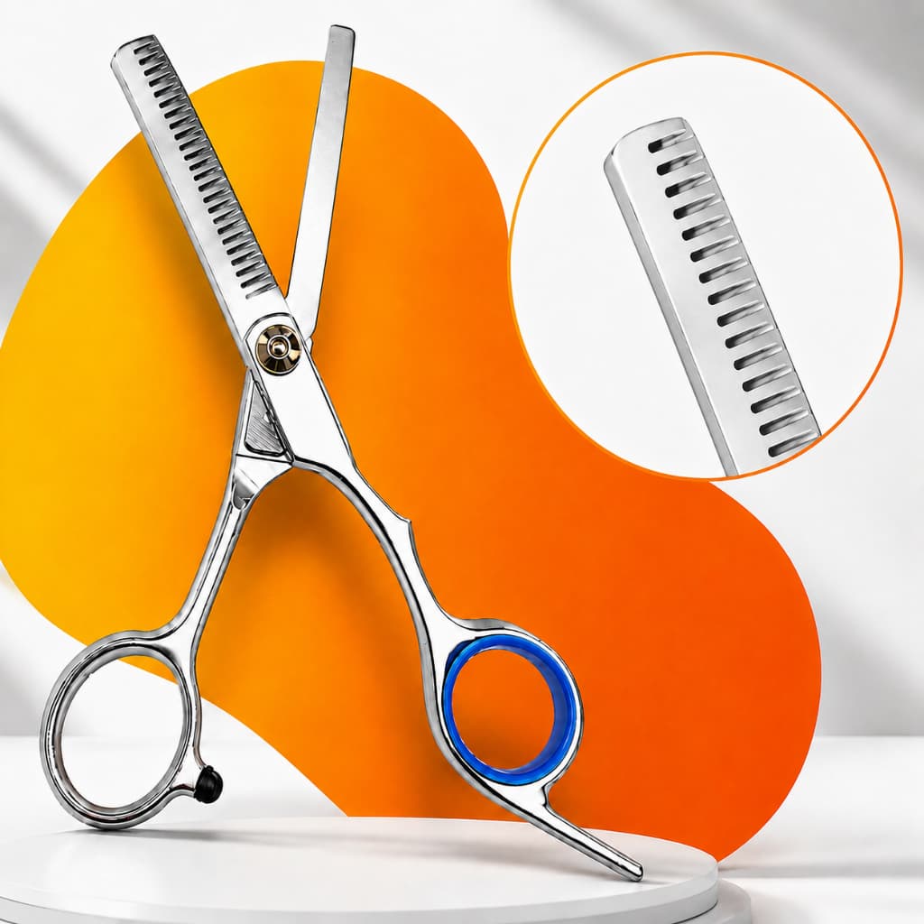 Tesoura Desbaste Profissional Aço Inox para Cabelo Salão Barbearia Fio Navalha Dentada Corte e Acabamento Cabeleireiro