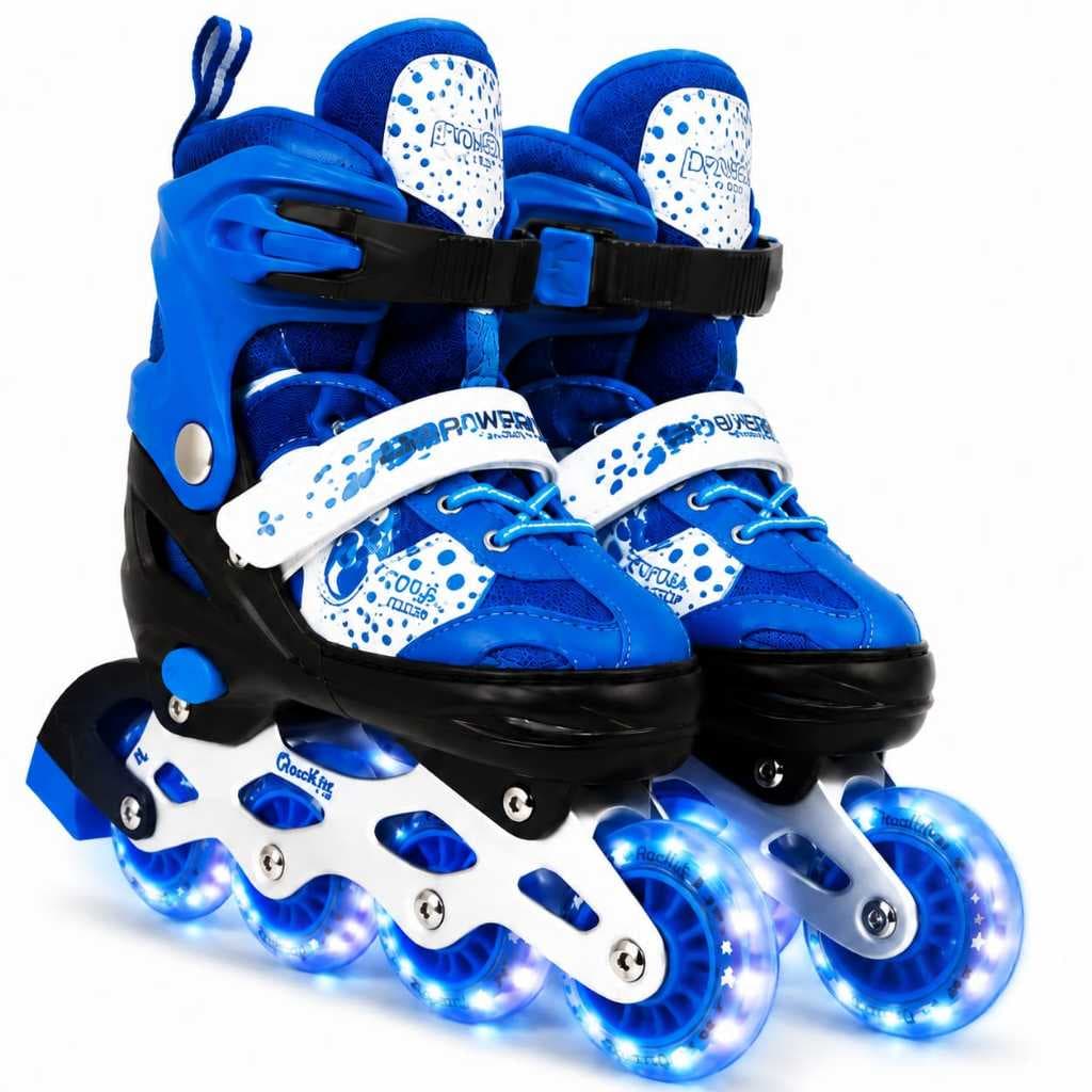 Patins Ajustável 4 Rodas com Luz LED Infantil Menino Menina Confortável