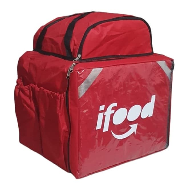 Mochila Bag Motoboy Completa Pizzas Lanches térmica 45 litros laminada delivery app c/isopor branco