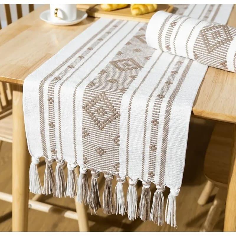 trilho de mesa boêmio, trilho boho, trilho comprido
