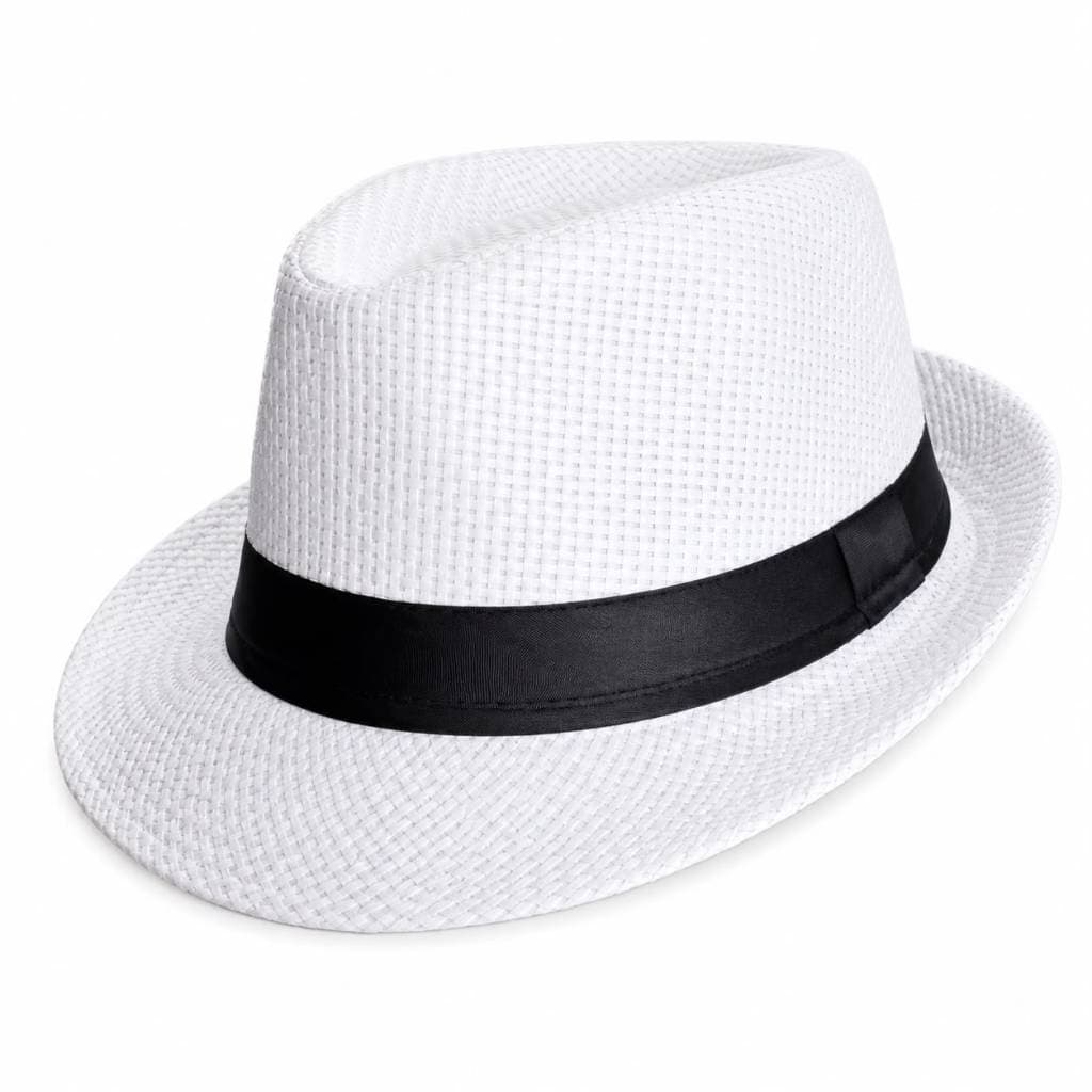 Chapéu Malandro Estilo Panamá Branco Com Faixa Preta  Unissex Samba Zé Pilintra