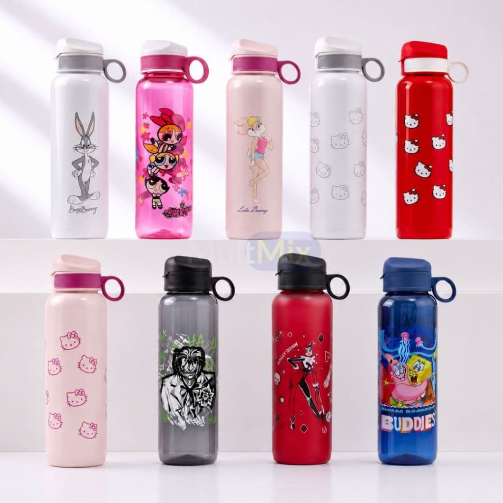 Garrafa de Agua Squeeze 1 Litro Com Alça Plástico Resistente Diversas Estampas
