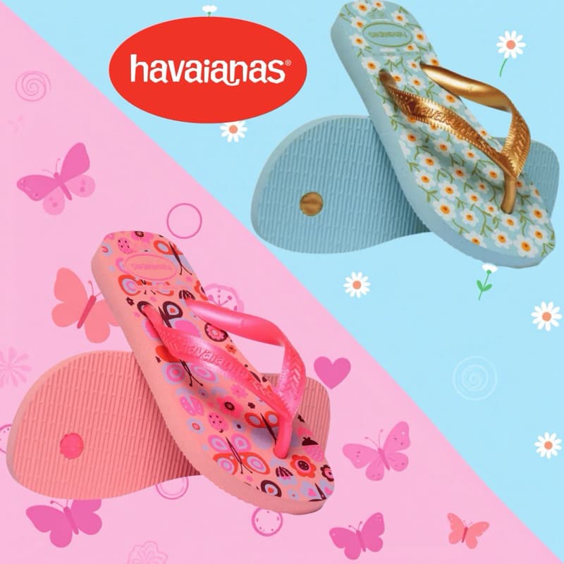 Chinelo Havaianas Infantil Menina, dourado Flores, Havaianas infantil