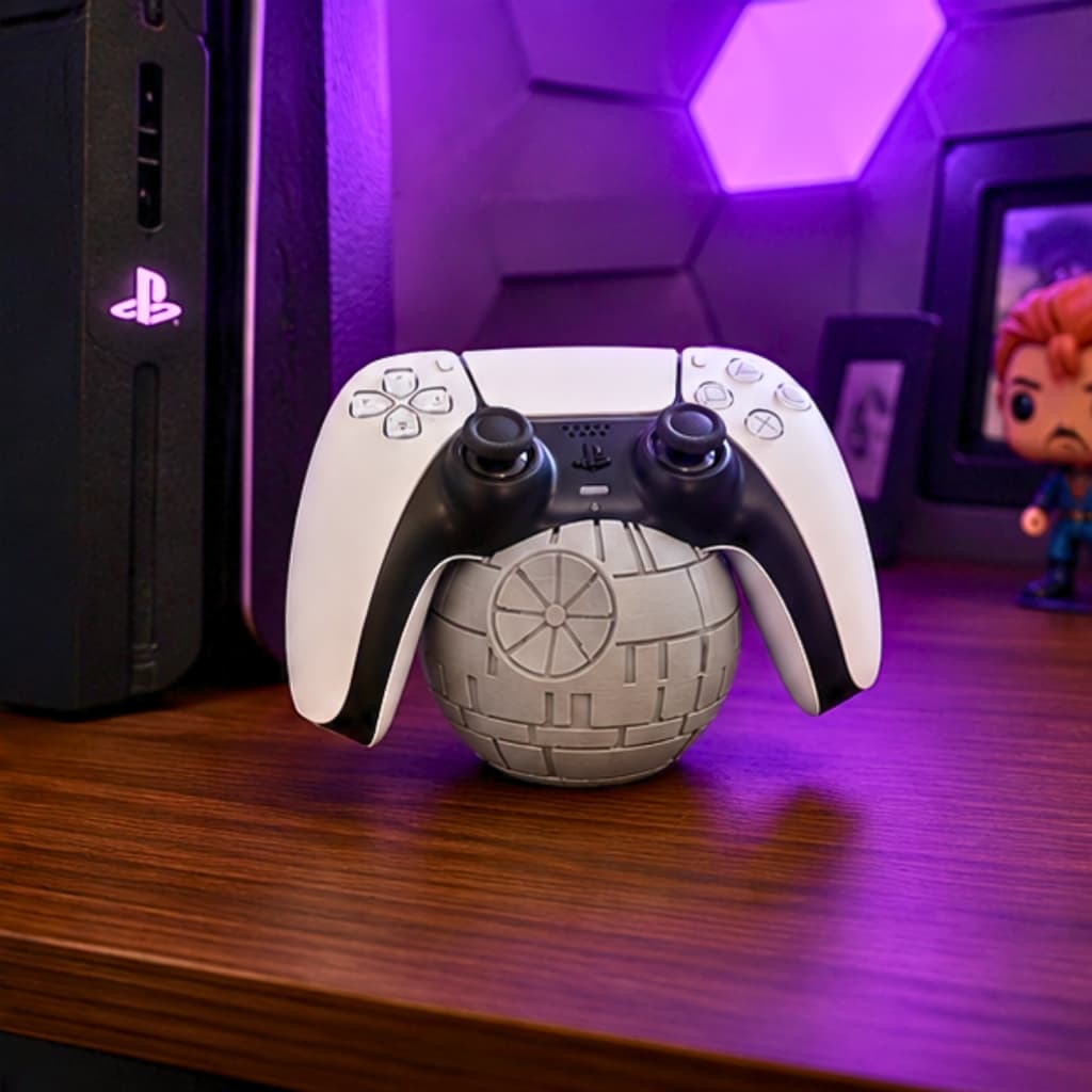 Suporte Controle PS5 Estrela da Morte Star Wars Decoração Gamer Geek Porta Controle PS5 PS4 Xbox Series X/S e Xbox One