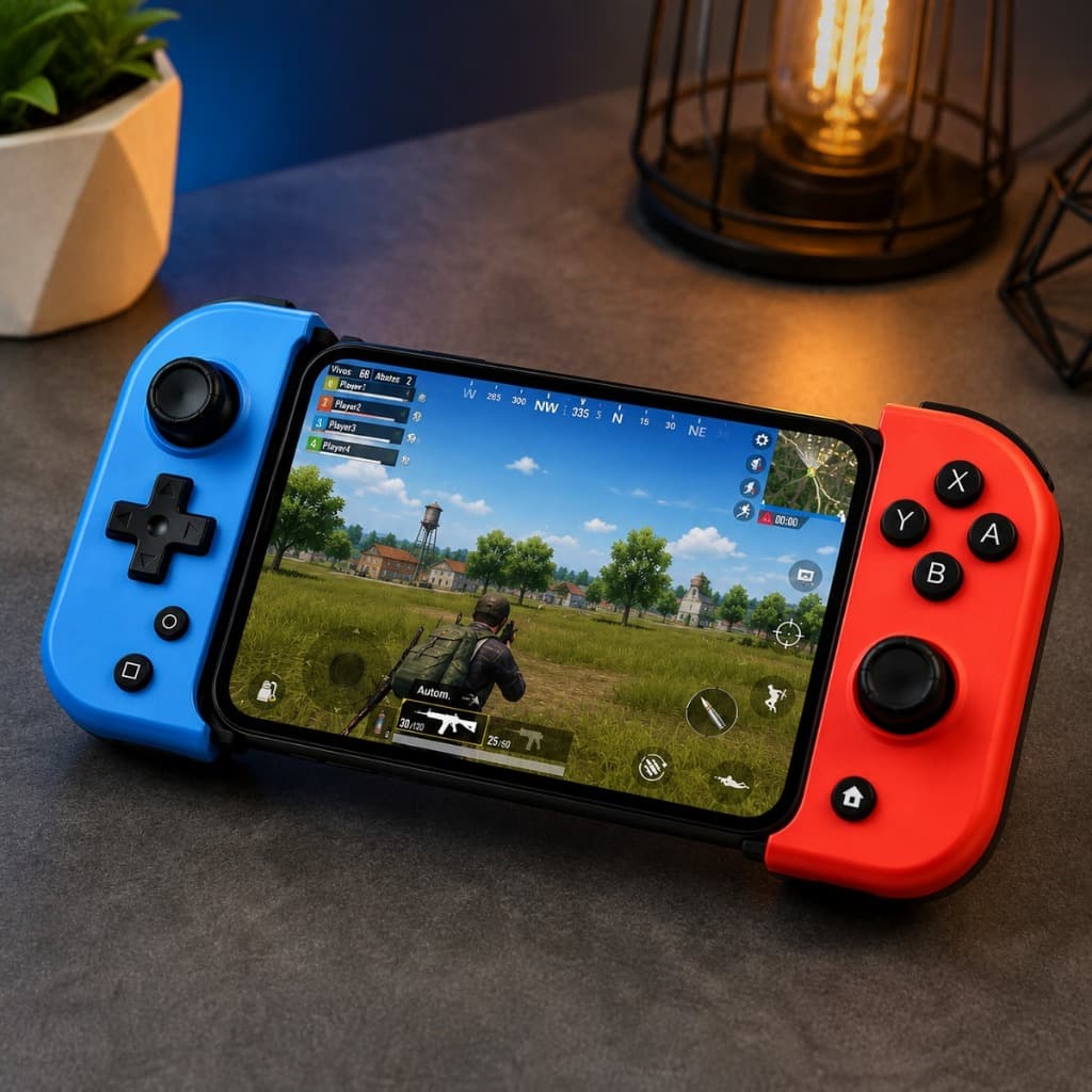 Gamepad Bluetooth para Celular Controle Gamer Extensível iOS Android Recarregável