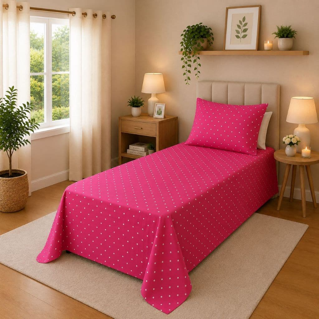 Jogo de Lençol Cama Solteiro Estampado Poá Macio, Confortável e Colorido 1,50m x 2,40m