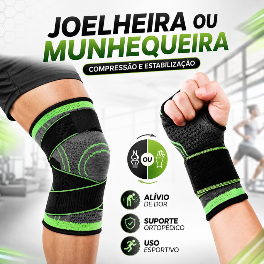 Joelheiras Ou Munhequeira De Compressão Tensor Alívio dores estabilizador academia treino fitness
