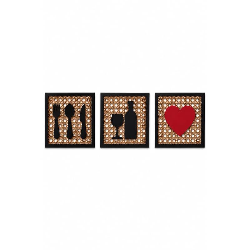 Conjunto com 3 Quadros em MDF – Modelo Palhinha Indiana