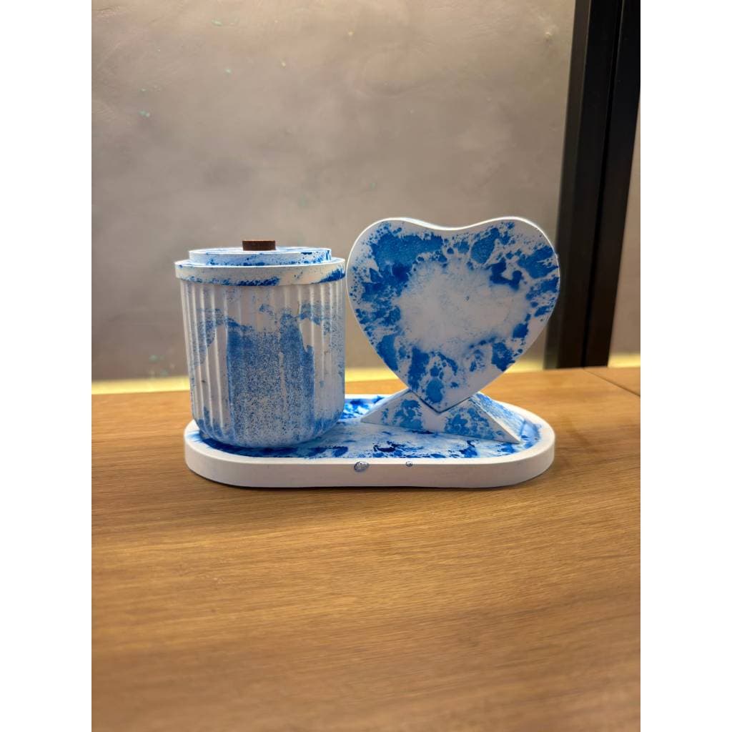 3Pçs Conjunto Decoração, Bandeja, Porta Objetos, Coração, Xicara, Produto em Gesso