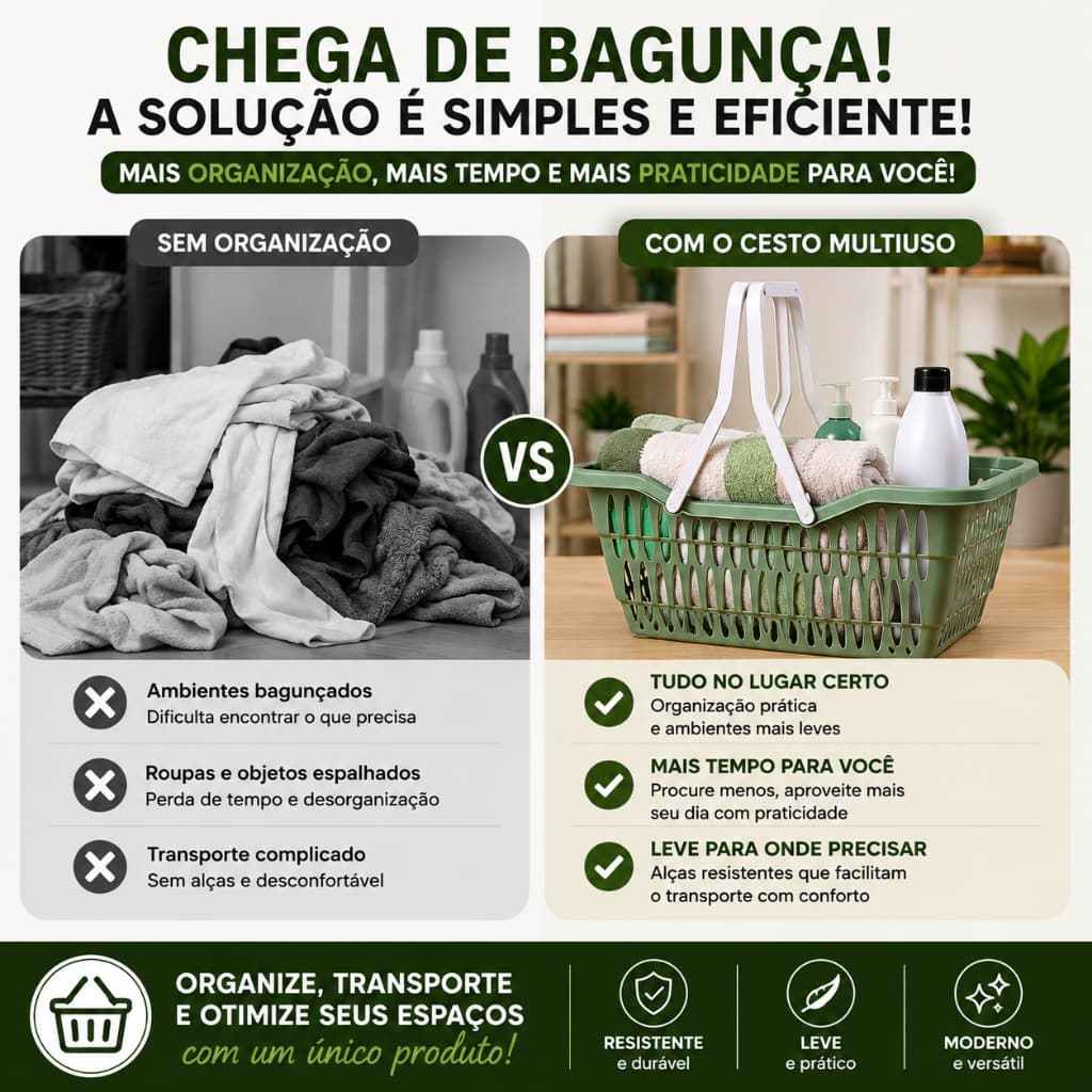 CESTO ORGANIZADOR 12L COM ALÇAS