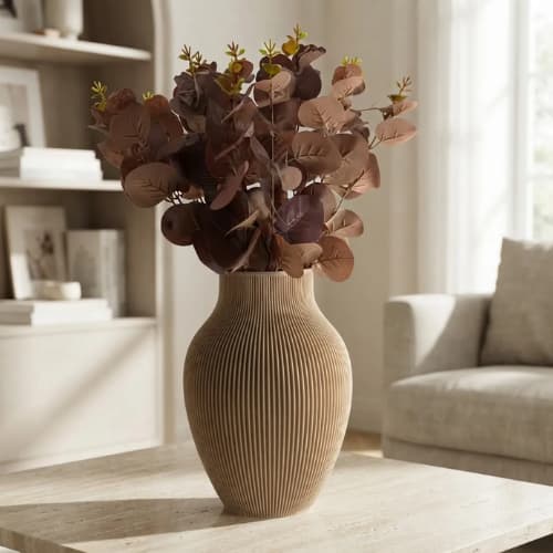 Arranjo Eucalipto Artificial com Vaso Plástico Decorativo Sala Aparador