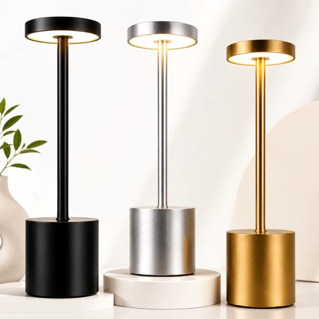 Luminária de Mesa LED Sem Fio Touch Recarregável – Moderna e Clássica | Ideal para Casa e Escritório