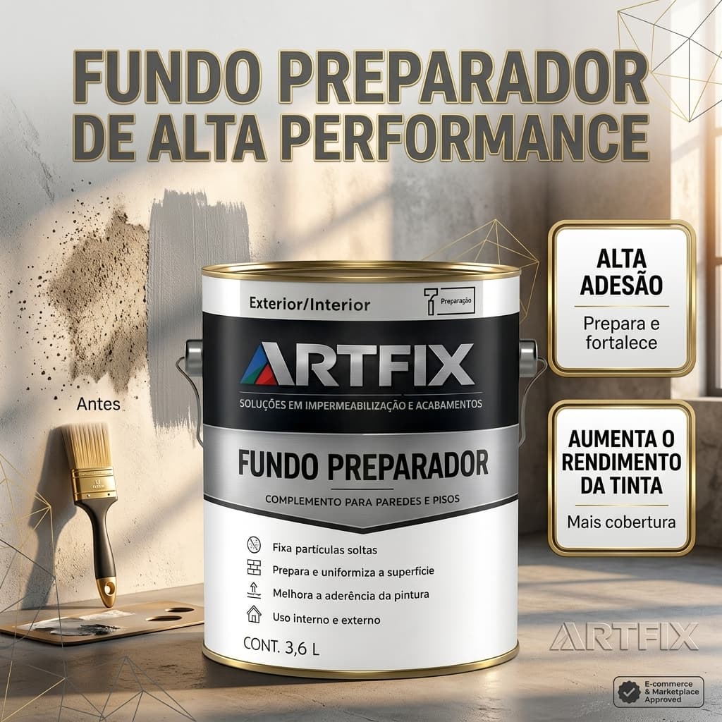 Fundo Preparador 3,6L para Aplicação Externa e Interna em Paredes, Concreto, Gesso e Reboco