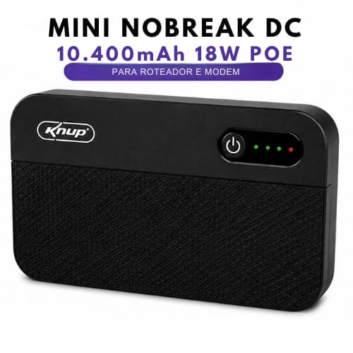 Mini Nobreak DC 10400mAh Bivolt 18W para Roteador Modem Wi-Fi PoE US Saídas DC 5V 9V 12V Backup UPS