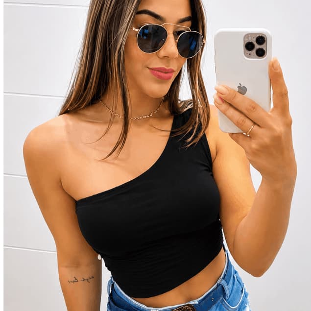 Mula Cropped Top Feminino Uma Alça Envio direto da Fabrica