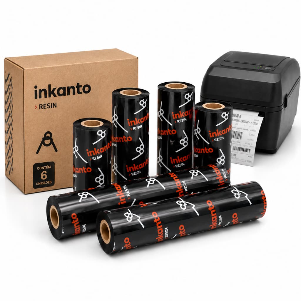 Kit 6 Ribbons Resina 110x74 Armor Inkanto AXR1 Zebra Argox Elgin Etiqueta BOPP Envios Ecommerce