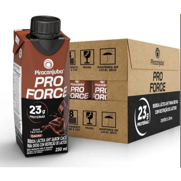 Kit 36 Unidades Pro Force Piracanjuba 23g Proteica Cacau 250ml Bebida Whey