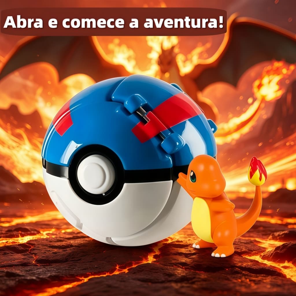 Pokebola Pokemon com Boneco Pokemon Charmander Great Ball que Abre Brinquedo Colecionável