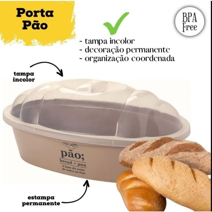 Porta Pão Decorado Plástico ENVIO SORTIDO 13x34x19,3cm (Serve Pao) ENVIO SORTIDO - Plasutil